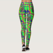 Retro Peace Hippy Guitar Neon der 1960er Jahre Leggings (Rückseite)