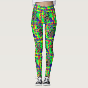 Retro Peace Hippy Guitar Neon der 1960er Jahre Leggings