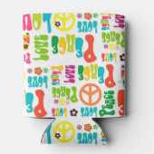 Retro Peace Hippy Sign Muster Dosenkühler (Rückseite)