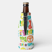Retro Peace Hippy Sign Muster Flaschenkühler (Flasche Rückseite)