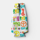 Retro Peace Hippy Sign Muster Flaschenkühler (Rückseite)