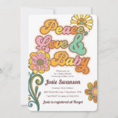 Retro Peace Liebe Baby Daisy Baby Shower Einladung (Vorderseite)