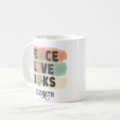 Retro Peace LIEBE Books Individuelle Name Kaffeetasse (Vorderseite Links)