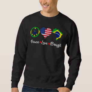 Retro Peace Liebe Brasilien Flag Map American Sweatshirt