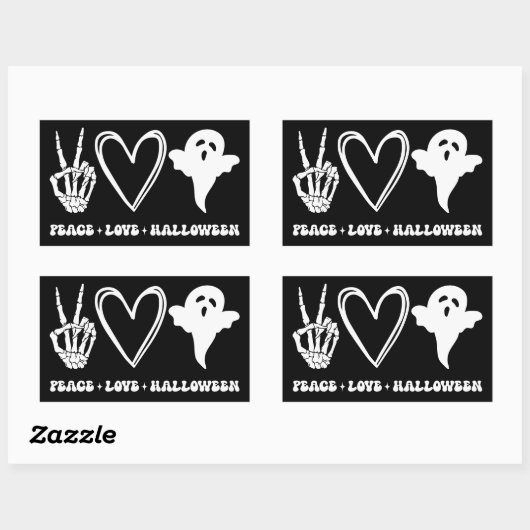 Retro Peace Liebe Halloween Rechteckiger Aufkleber (Blatt)