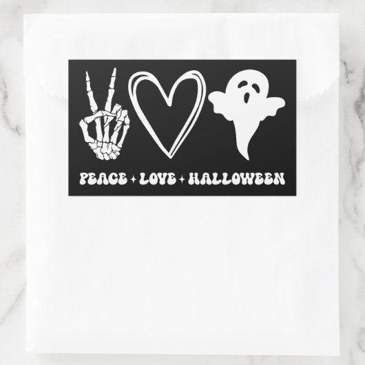 Retro Peace Liebe Halloween Rechteckiger Aufkleber (Tasche)