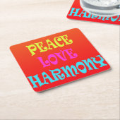 Retro Peace Liebe Harmony Square Untersetzer (angewinkelt)