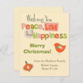 Retro Peace Liebe Holiday Card Feiertagskarte (Vorne/Hinten)