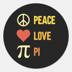 Retro Peace Liebe Pi 3.14 Happy Pi Day Math Pun Pi Runder Aufkleber