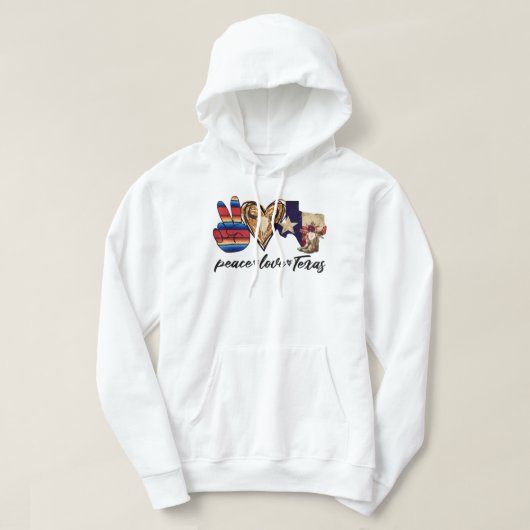 Retro Peace Liebe Texas Cowboy Boots Western Count Hoodie (Design vorne)