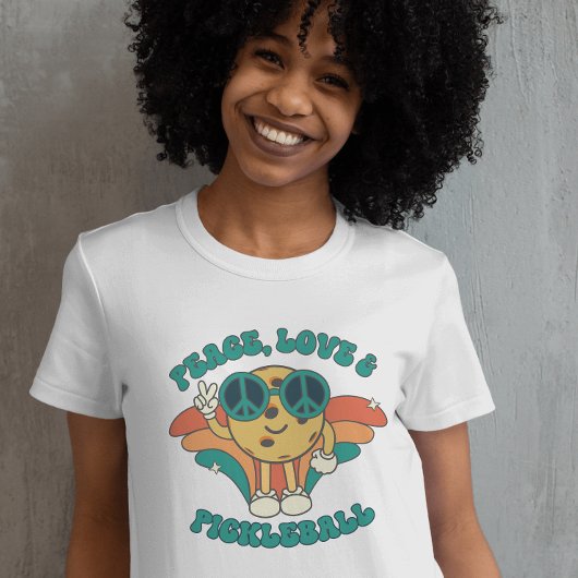 Retro Peace, Liebe und Pickleball Groovy T-Shirt
