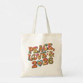 Retro Peace Love 2026 Groovy Tote Bag Tragetasche (Rückseite)