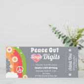 Retro Peace Out 10. Geburtstagskarte Einladung (Stehend Vorderseite)