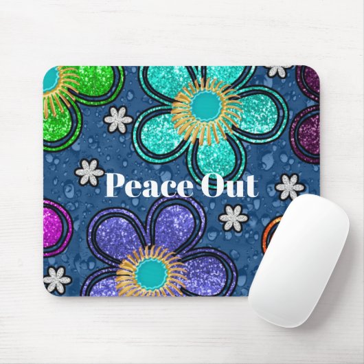 Retro Peace Out Hippie Style Blume Power Muster Mousepad (Mit Mouse)