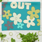 Retro Peace Out Quote Hippie-Blume Geschirrtuch (Gefaltet)