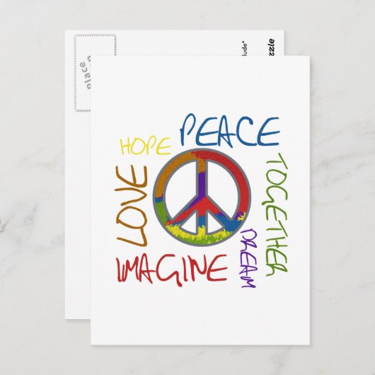 Retro Peace Postkarte (Vorne/Hinten)