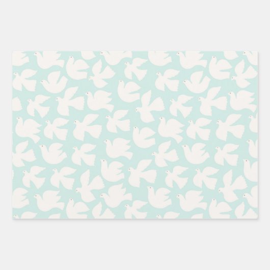 Retro Peace Rainbow Dove Neutral Fun Floral Geschenkpapier Set (Vorderseite 2)