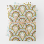 Retro Peace Rainbow Dove Neutral Fun Floral Geschenkpapier Set (Beispiel)