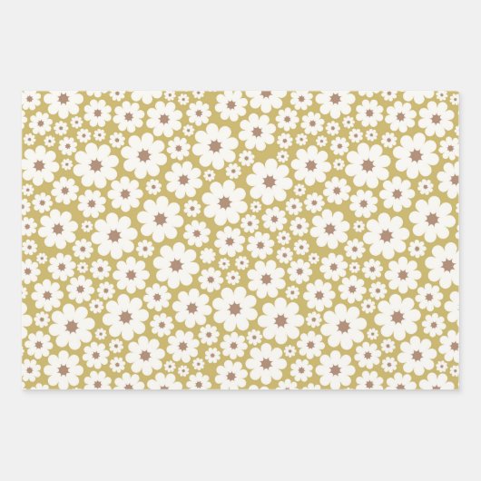 Retro Peace Rainbow Dove Neutral Fun Floral Geschenkpapier Set (Vorderseite 3)