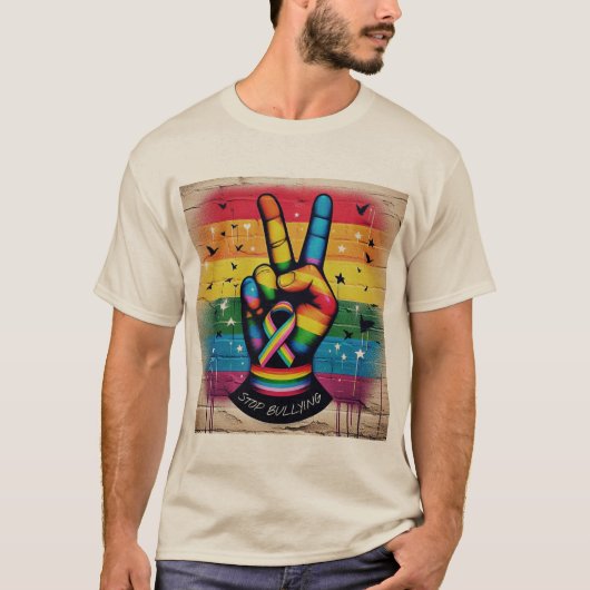Retro Peace Sign Anti-Bullying T-Shirt (Vorderseite)