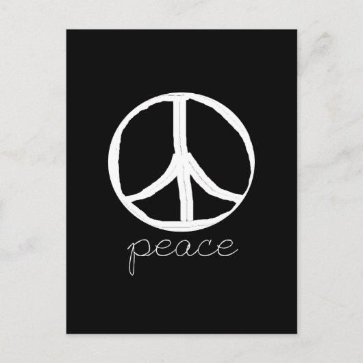 Retro Peace Sign auf schwarzem Hintergrund Postkarte (Vorderseite)