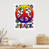 Retro Peace Sign & Blume Poster (Küche)