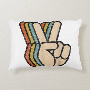Retro Peace Sign / Fingers Vintag 60er 70er 80er C Dekokissen
