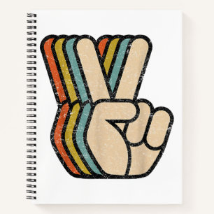 Retro Peace Sign / Fingers Vintag 60er 70er 80er C Notizblock