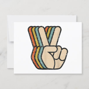 Retro Peace Sign / Fingers Vintag 60er 70er 80er C Postkarte
