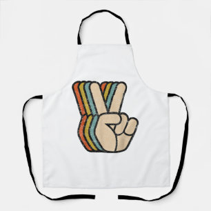 Retro Peace Sign / Fingers Vintag 60er 70er 80er C Schürze
