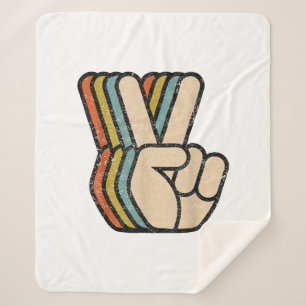 Retro Peace Sign / Fingers Vintag 60er 70er 80er C Sherpadecke