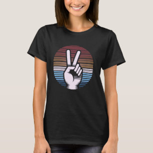 Retro Peace Sign / Fingers Vintag 60er 70er 80er C T-Shirt