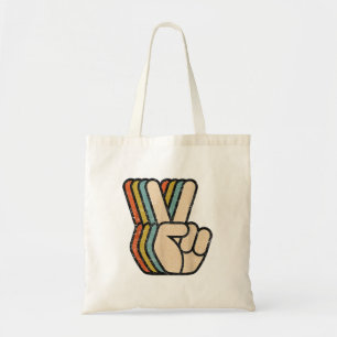 Retro Peace Sign / Fingers Vintag 60er 70er 80er C Tragetasche