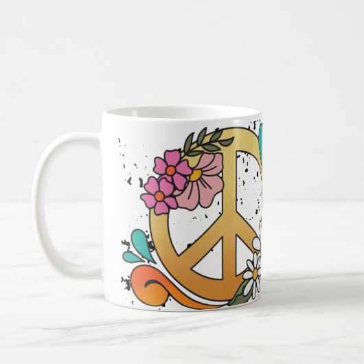 Retro Peace Sign Haben Sie sich ein großartiges We Kaffeetasse (Links)