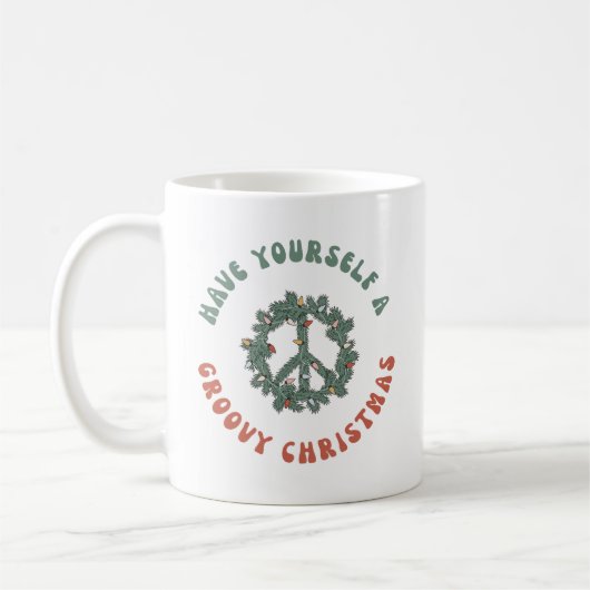 Retro Peace Sign Haben Sie sich ein großartiges We Kaffeetasse (Links)