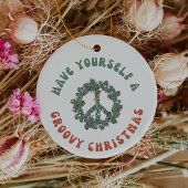 Retro Peace Sign Haben Sie sich ein großartiges We Keramik Ornament