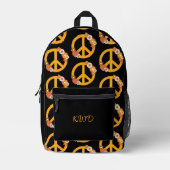 Retro Peace Sign Monogram Bedruckter Rucksack (Vorderseite)