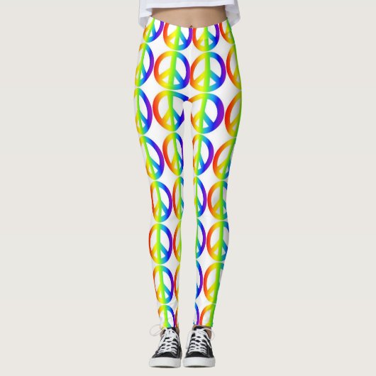 Retro Peace Sign Neon Leggings (Vorderseite)
