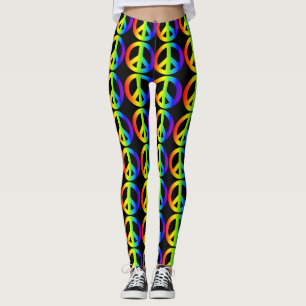Retro Peace Sign Neon Leggings