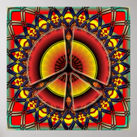 RETRO PEACE SIGN POSTER DRUCK (Vorne)