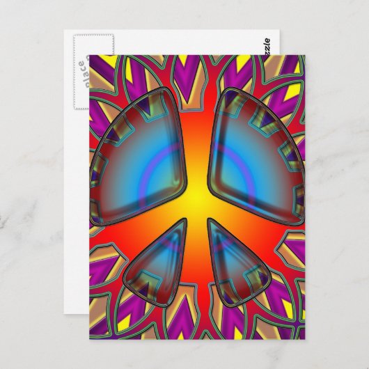 RETRO PEACE SIGN POSTKARTE (Vorne/Hinten)