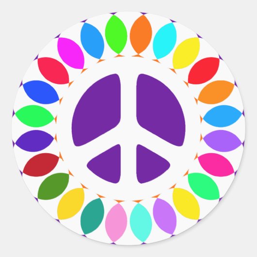 RETRO PEACE SIGN RUNDER AUFKLEBER (Vorderseite)