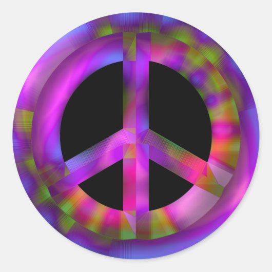 RETRO PEACE SIGN RUNDER AUFKLEBER (Vorderseite)