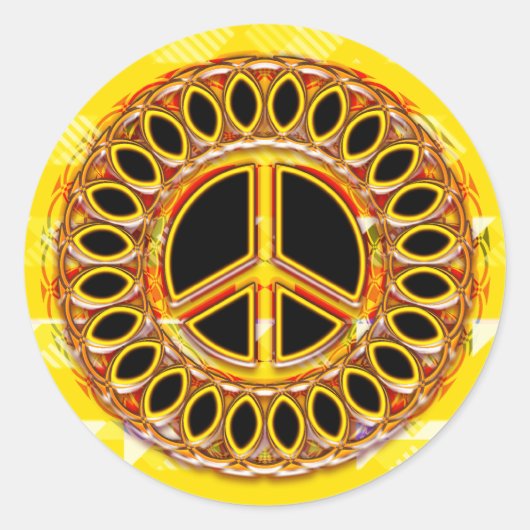 RETRO PEACE SIGN RUNDER AUFKLEBER (Vorderseite)