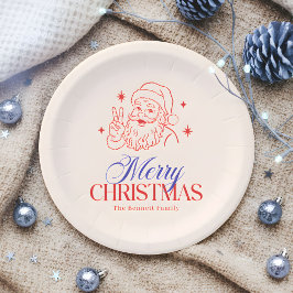 Retro Peace Sign Weihnachten Weihnachten Pappteller