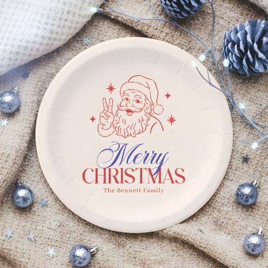 Retro Peace Sign Weihnachten Weihnachten Pappteller