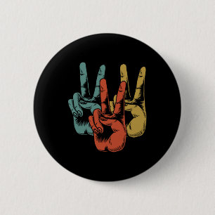 Retro Peace Vintag Shirt 60er 70er Jahre Hippie Button