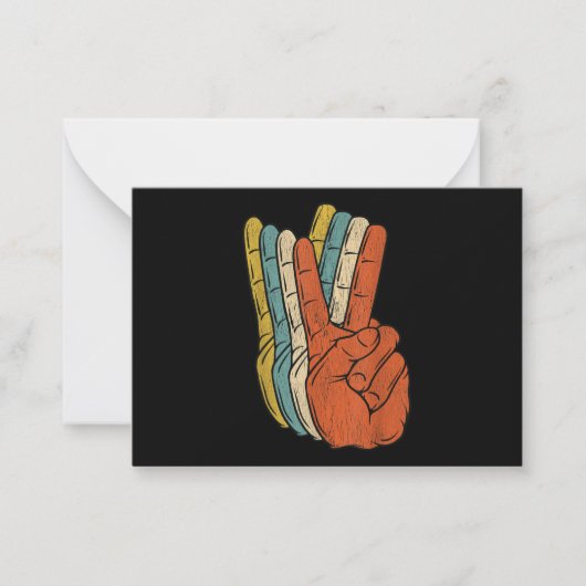 Retro Peace Vintage 60's 70's Hippie Mitteilungskarte (Vorderseite)