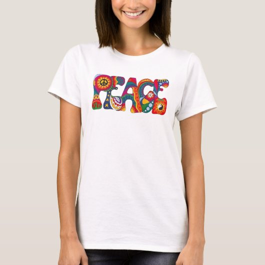 Retro Peace Word T-Shirt (Vorderseite)