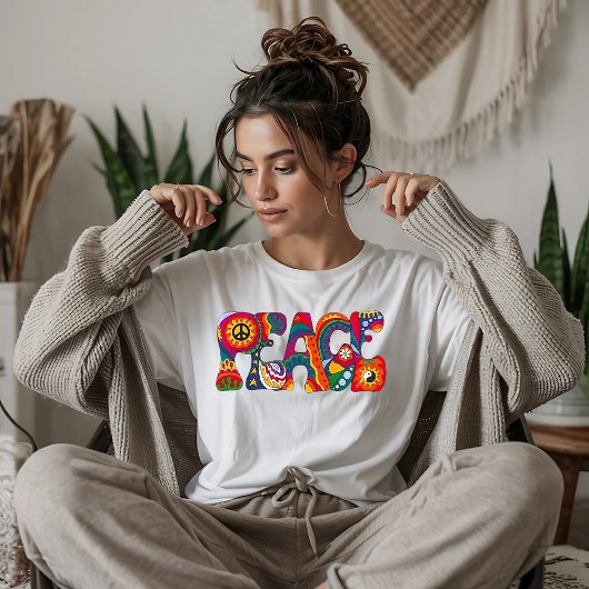 Retro Peace Word T-Shirt
